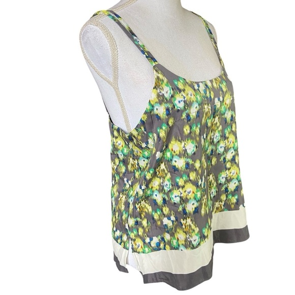 The Limited Camisole Blouse Size S Floral Gray Teal Tye Dye Pattern Silky Layer - Picture 2 of 13